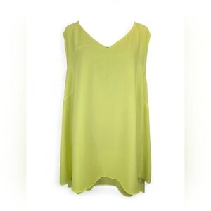 Chartreuse Slime Green Sleeveless Layered V-neck Tunic Top 26/28W Flowy Tank